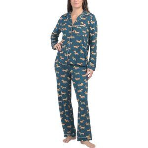CHELSEA PEERS 2pc Recycled Dog Print Pajamas Set